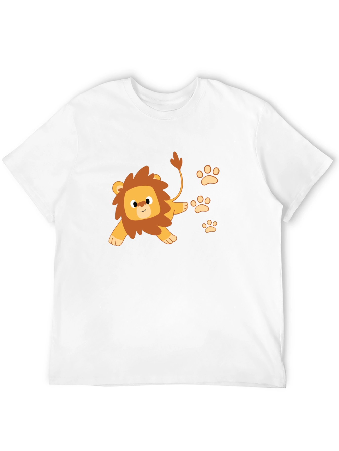 Cute Lion Cub Print Black T-Shirt