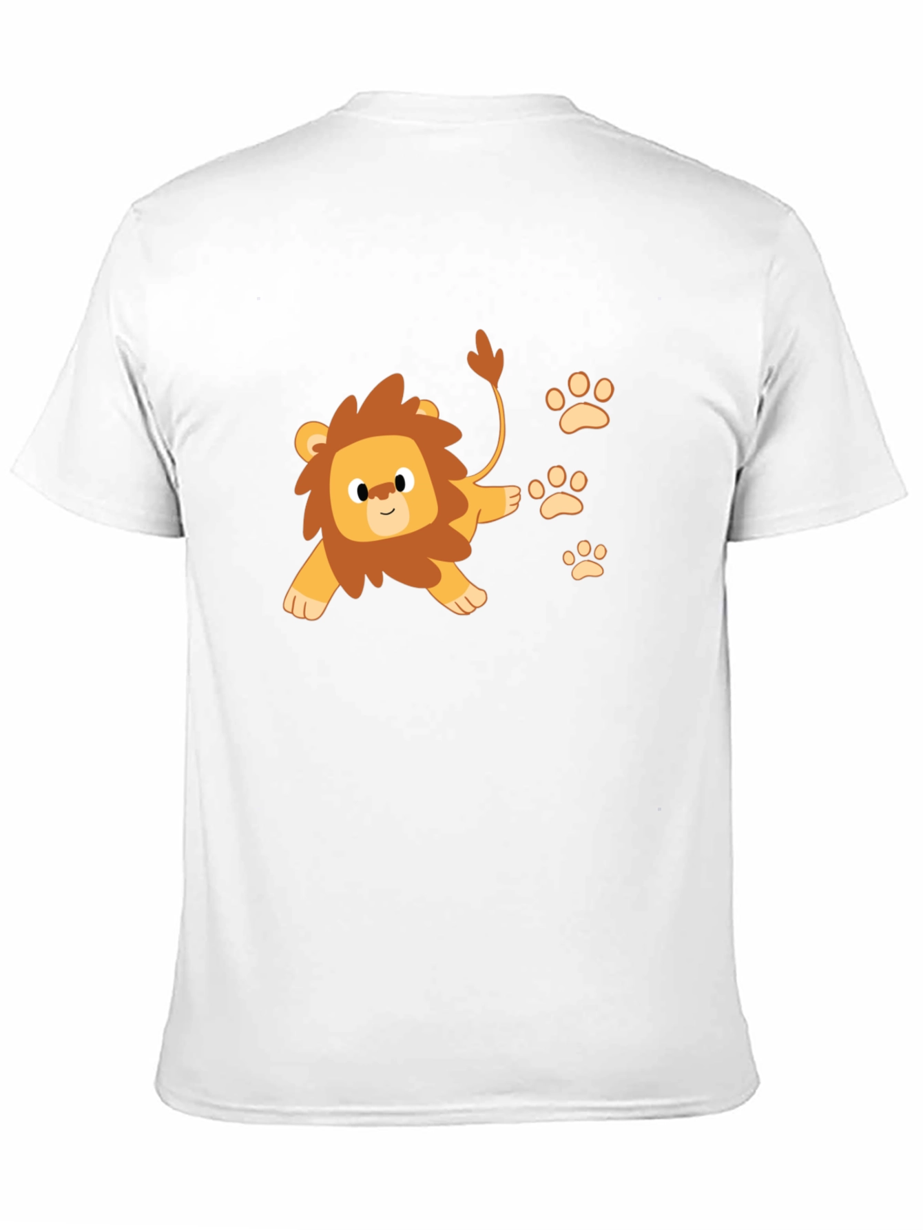 Cute Lion Cub Print Black T-Shirt