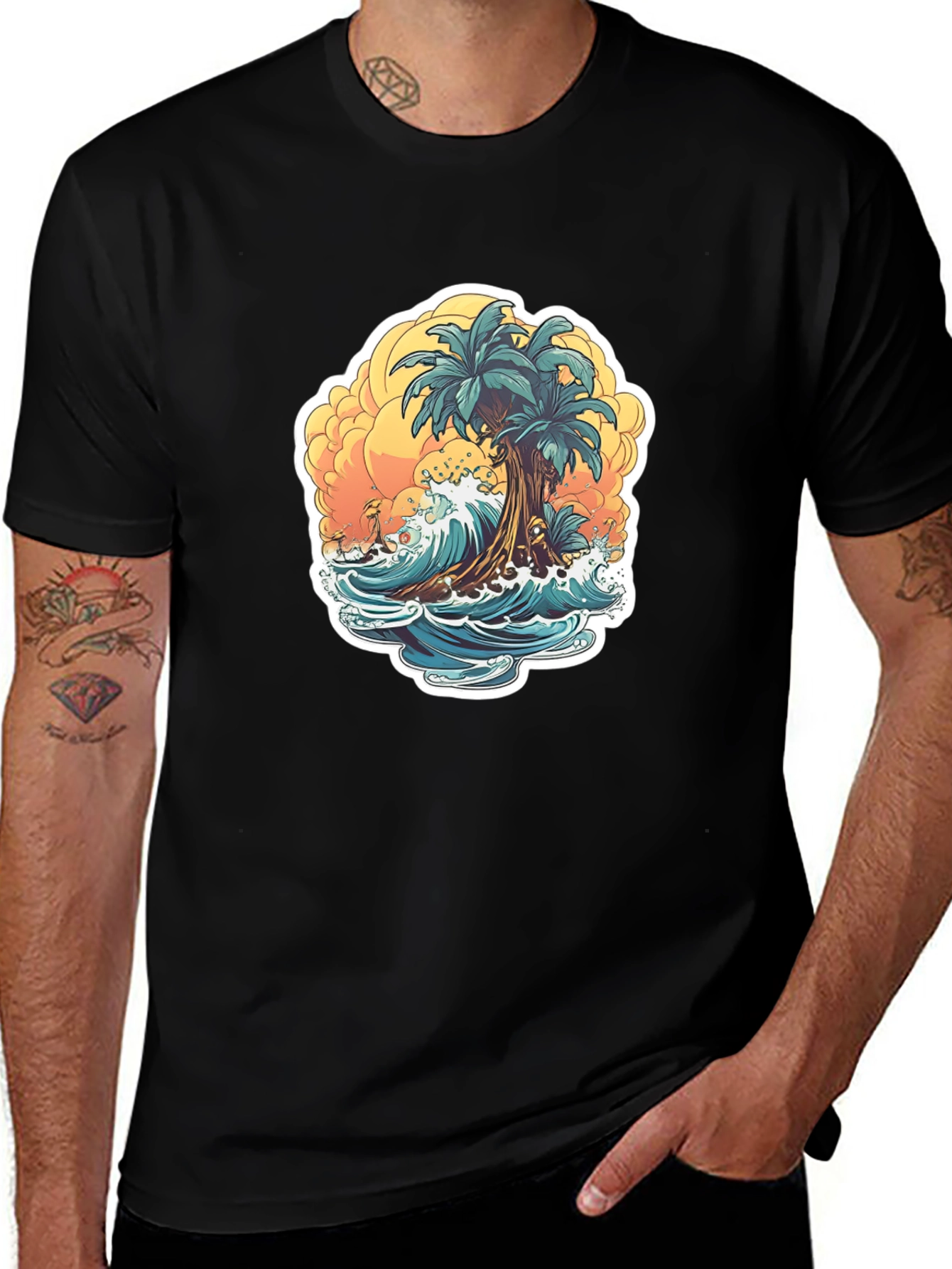 Tropical Beach Graphic T-Shirt - Island Vibes