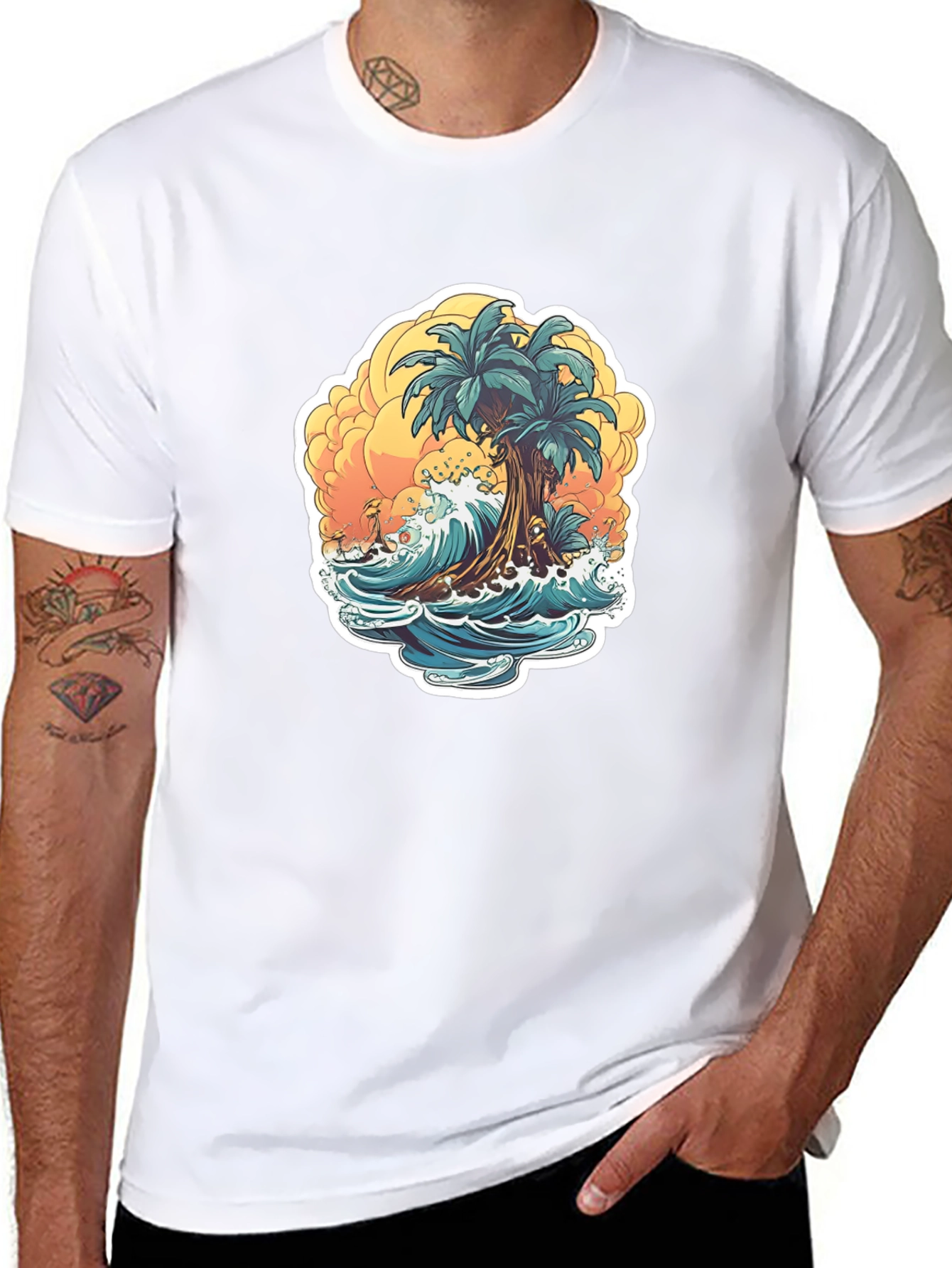 Tropical Beach Graphic T-Shirt - Island Vibes