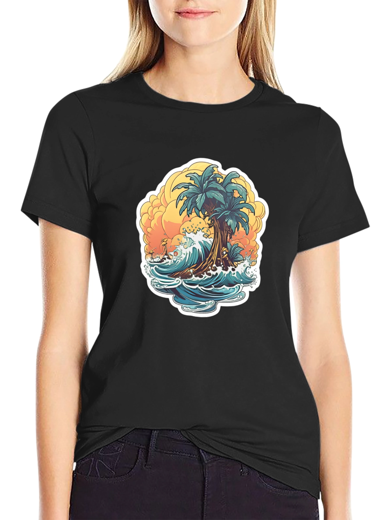 Tropical Beach Graphic T-Shirt - Island Vibes