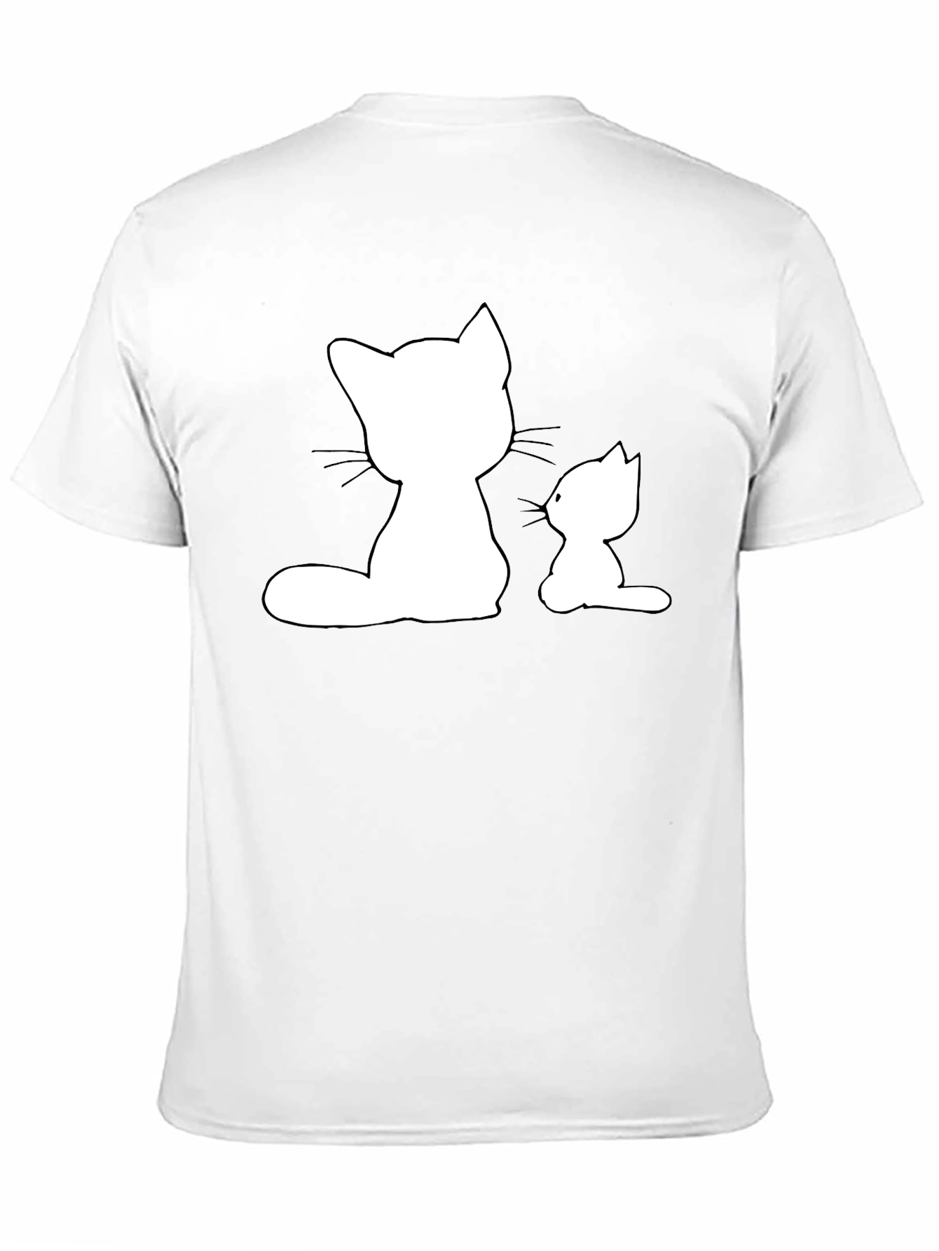 Cute Cat Silhouette Graphic Tee - Black Cotton T-Shirt