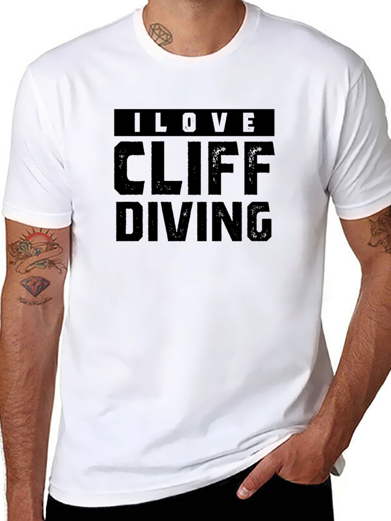 I Love Cliff Diving Black T-Shirt