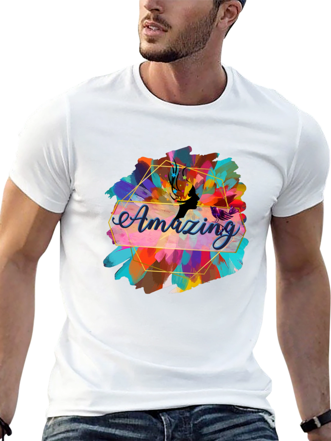 Amazing Graphic Tee - Stylish Mens Black T-Shirt