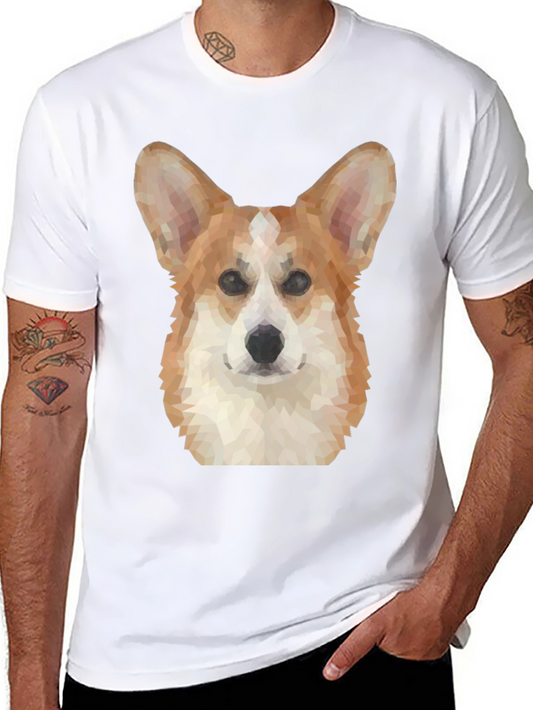 Corgi Polygon T-Shirt - Black Graphic Tee