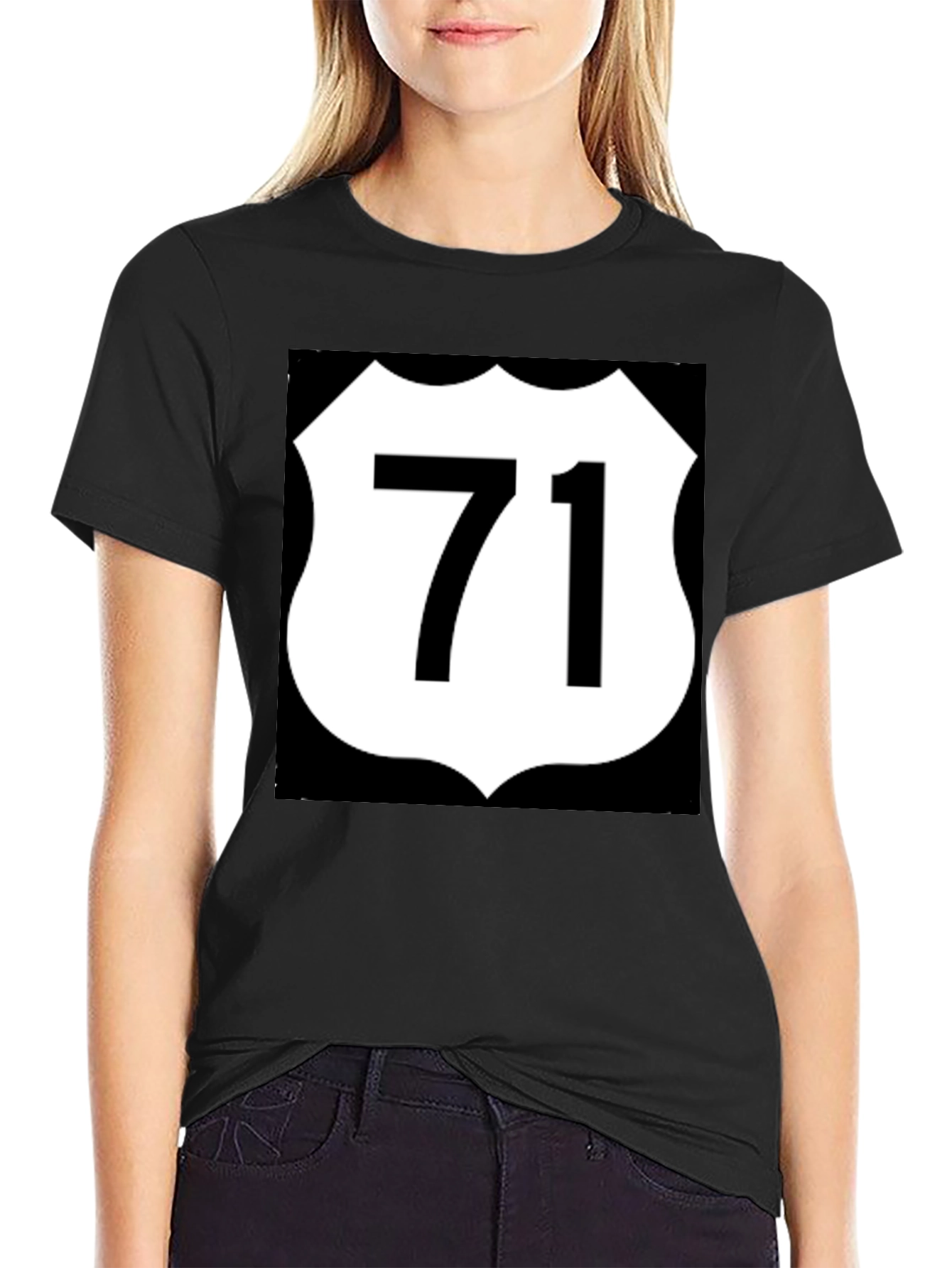 Route 71 Graphic Tee - Black Cotton Blend