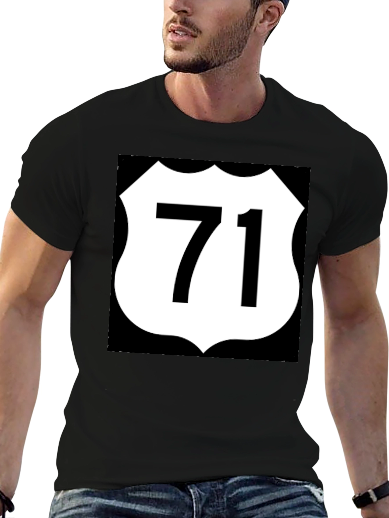 Route 71 Graphic Tee - Black Cotton Blend