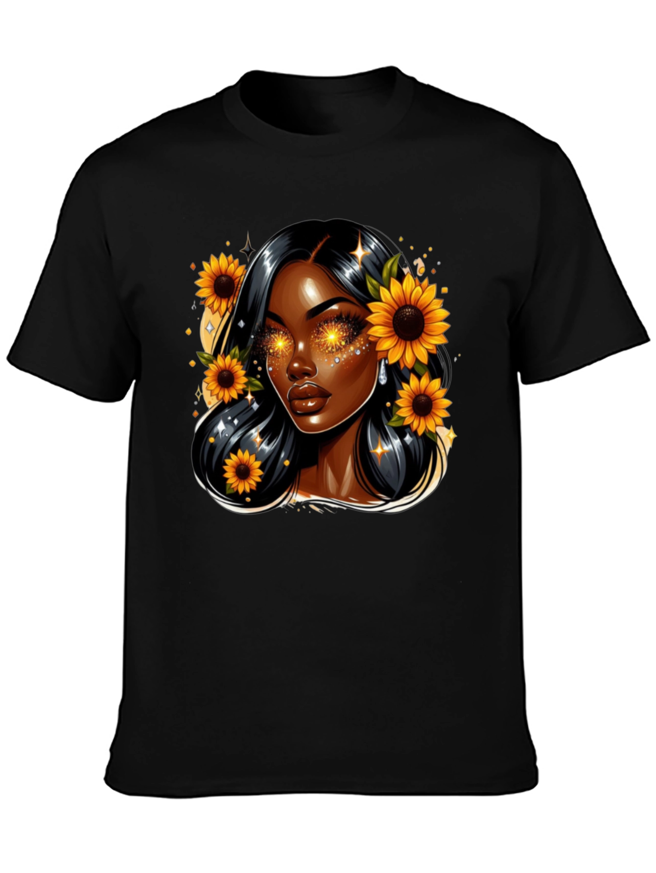 Sunflower Goddess Black T-Shirt