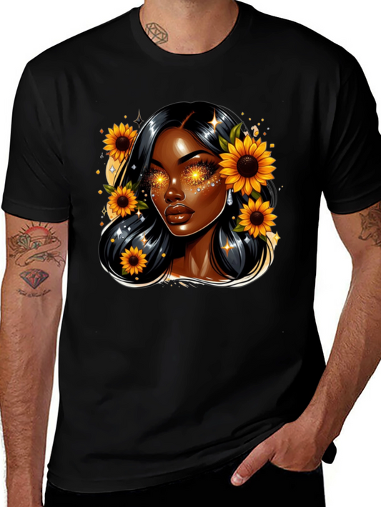 Sunflower Goddess Black T-Shirt