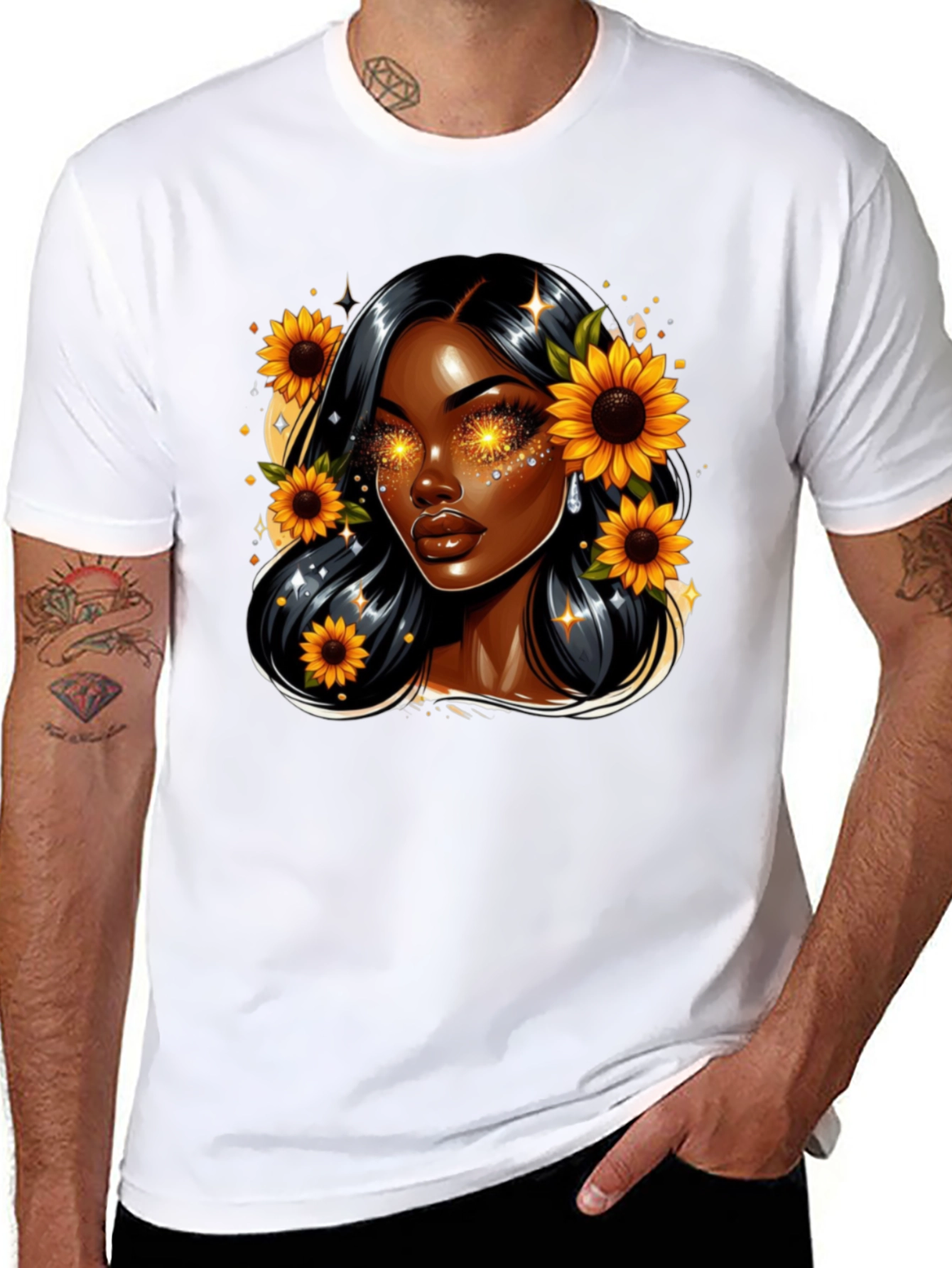 Sunflower Goddess Black T-Shirt