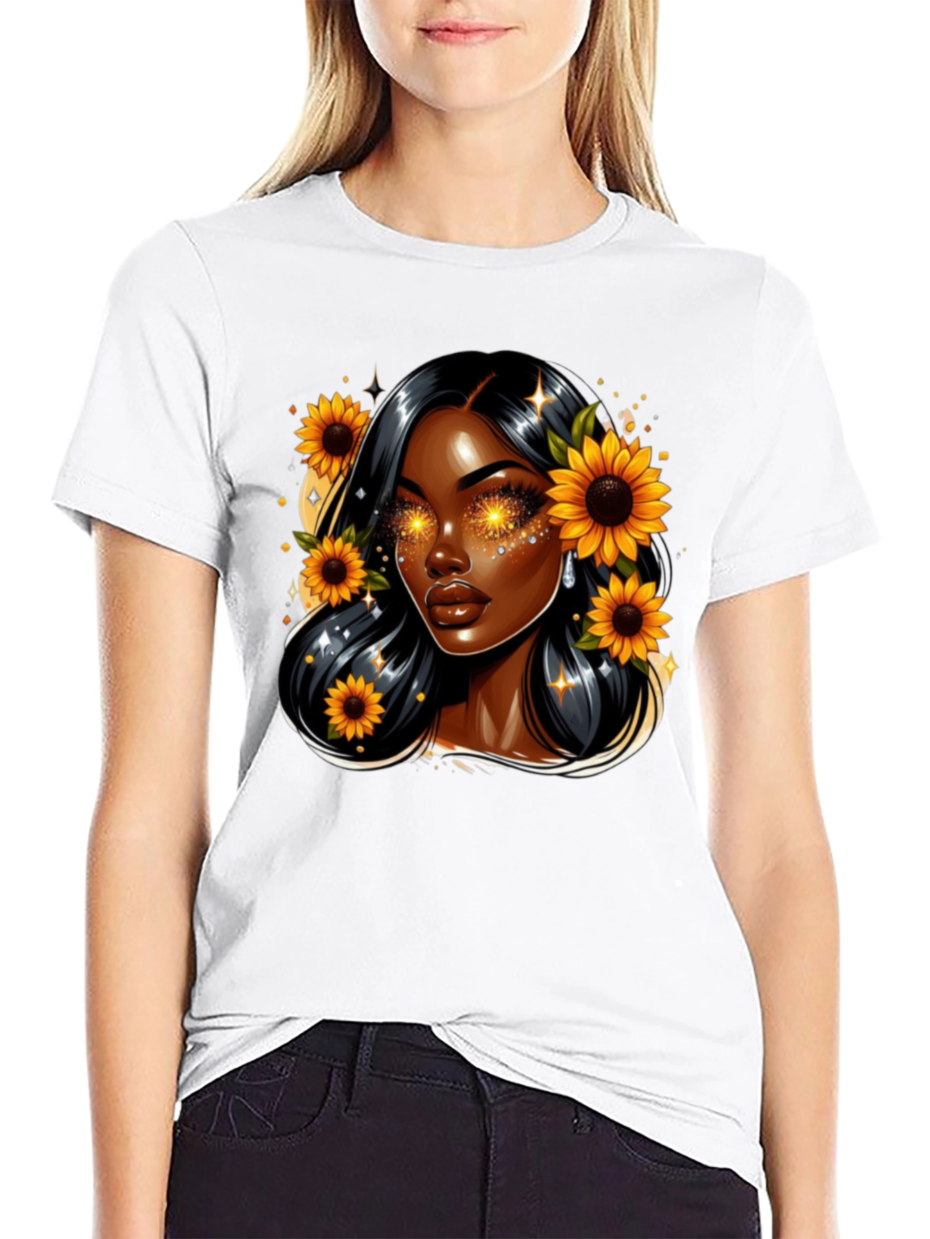 Sunflower Goddess Black T-Shirt