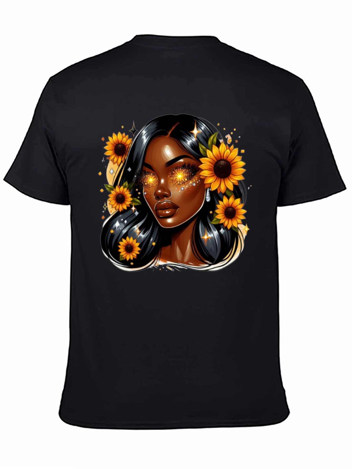 Sunflower Goddess Black T-Shirt