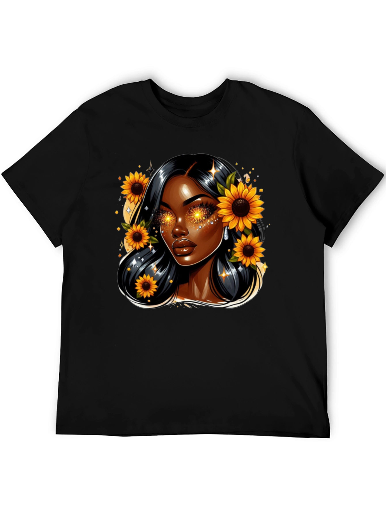 Sunflower Goddess Black T-Shirt