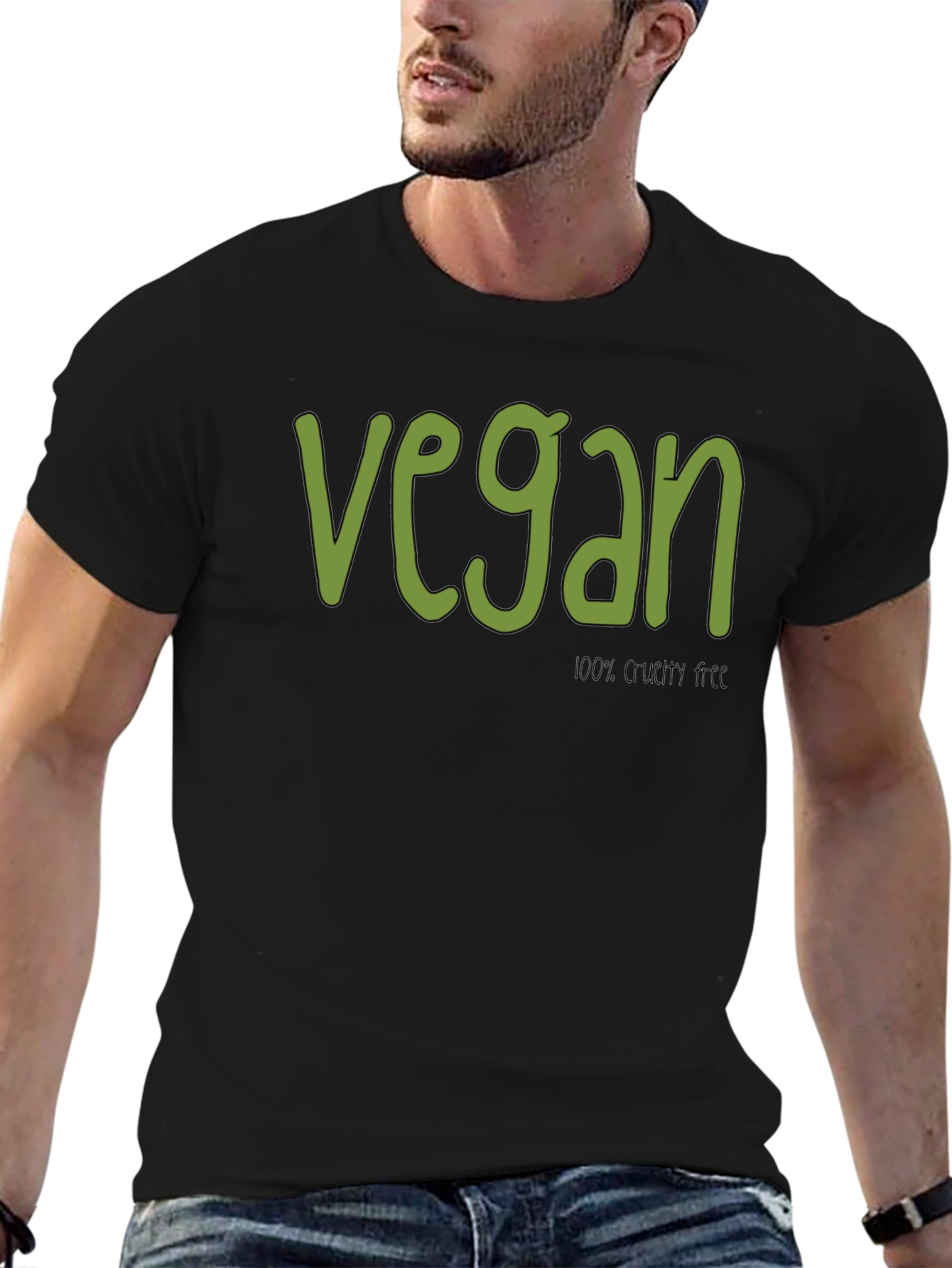 Vegan T-Shirt - Green Lettering