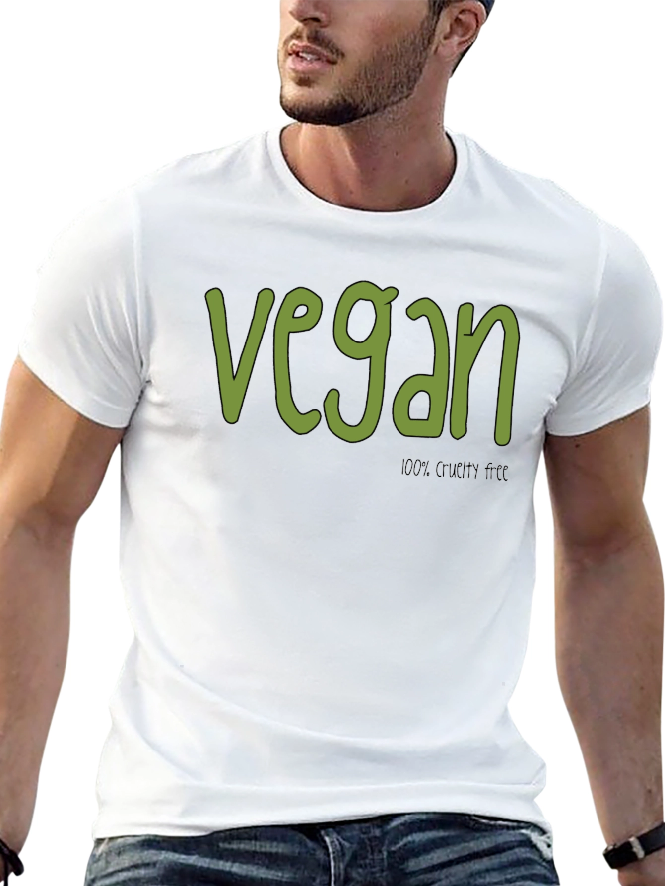 Vegan T-Shirt - Green Lettering