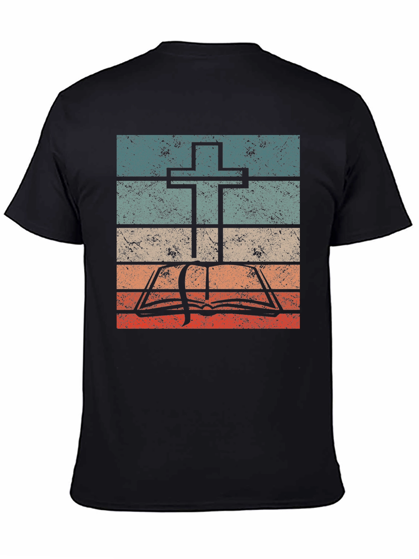 Retro Cross and Bible Graphic T-Shirt