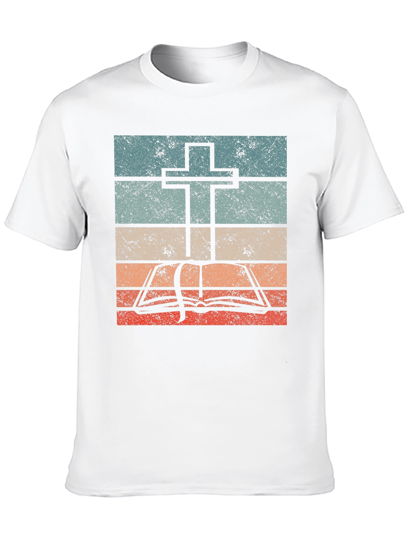 Retro Cross and Bible Graphic T-Shirt