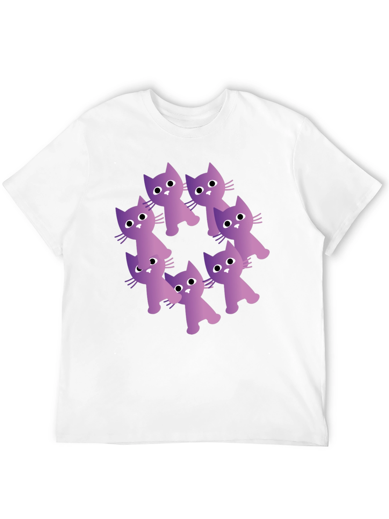 Purple Cats Circle Graphic T-Shirt - Trendy Design