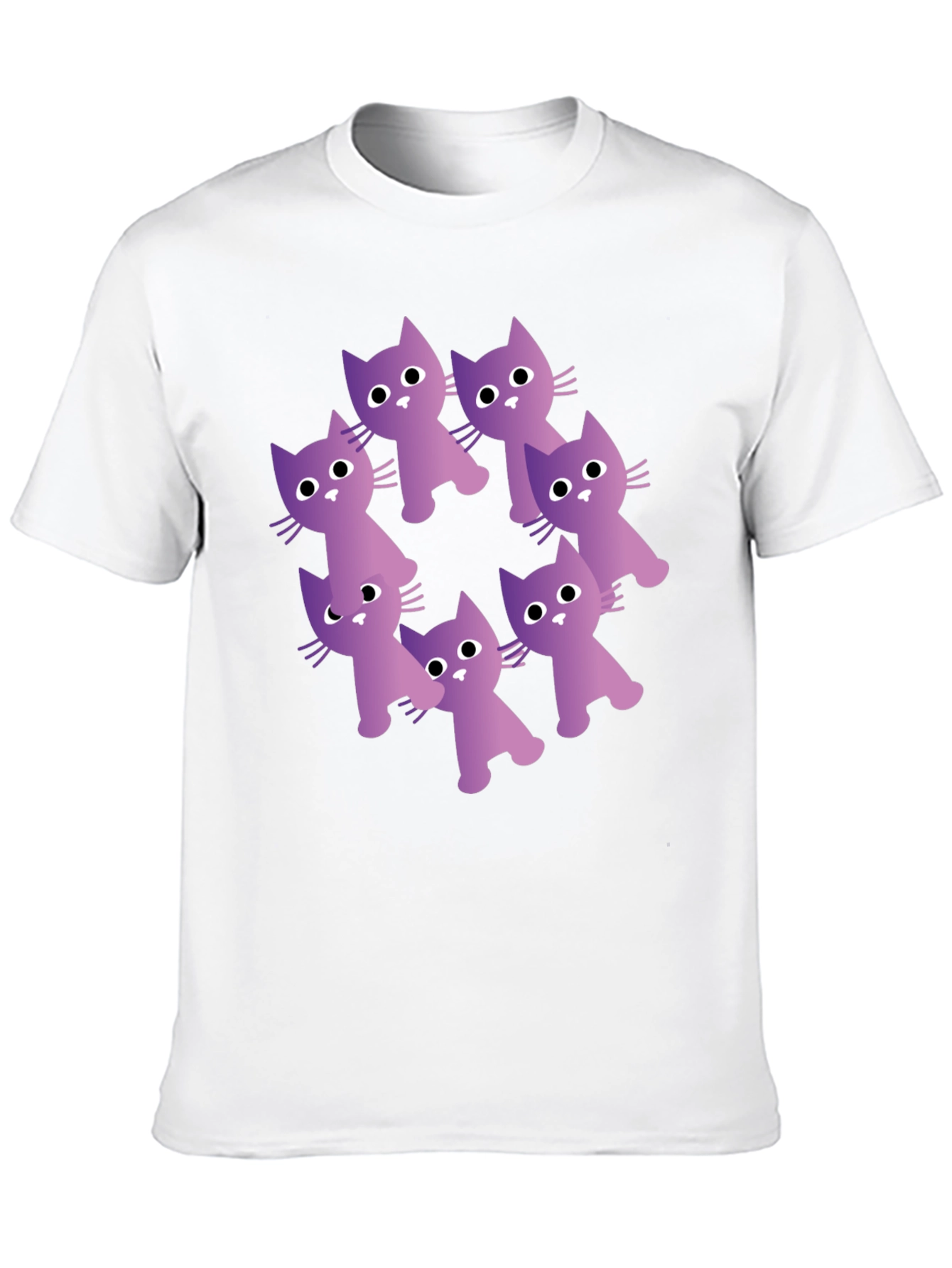 Purple Cats Circle Graphic T-Shirt - Trendy Design