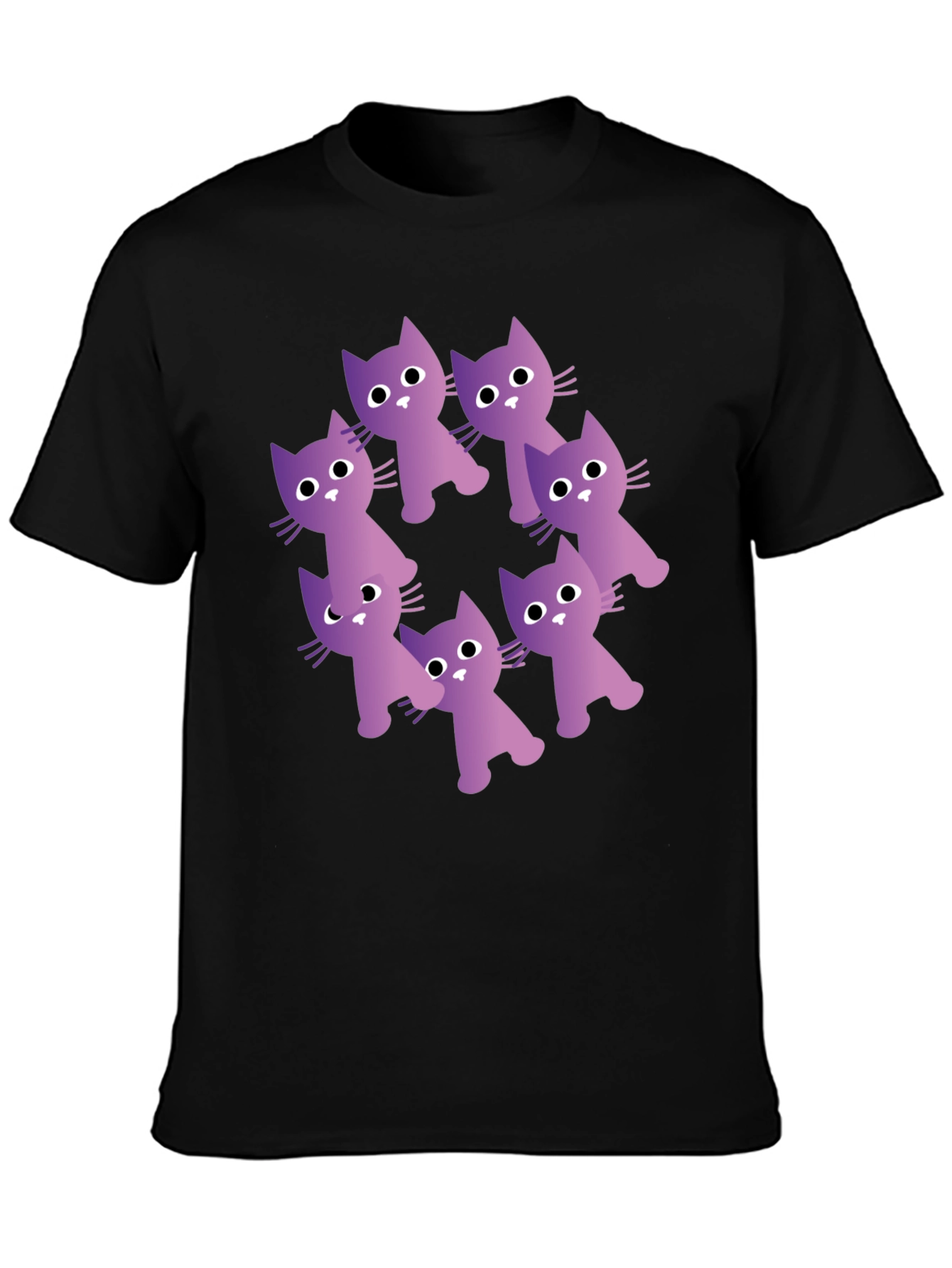 Purple Cats Circle Graphic T-Shirt - Trendy Design
