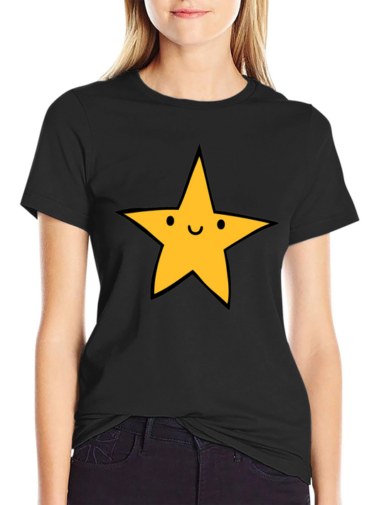 Happy Star Graphic Tee - Black Casual T-Shirt