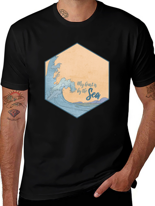 My Heart is by the Sea Black T-Shirt