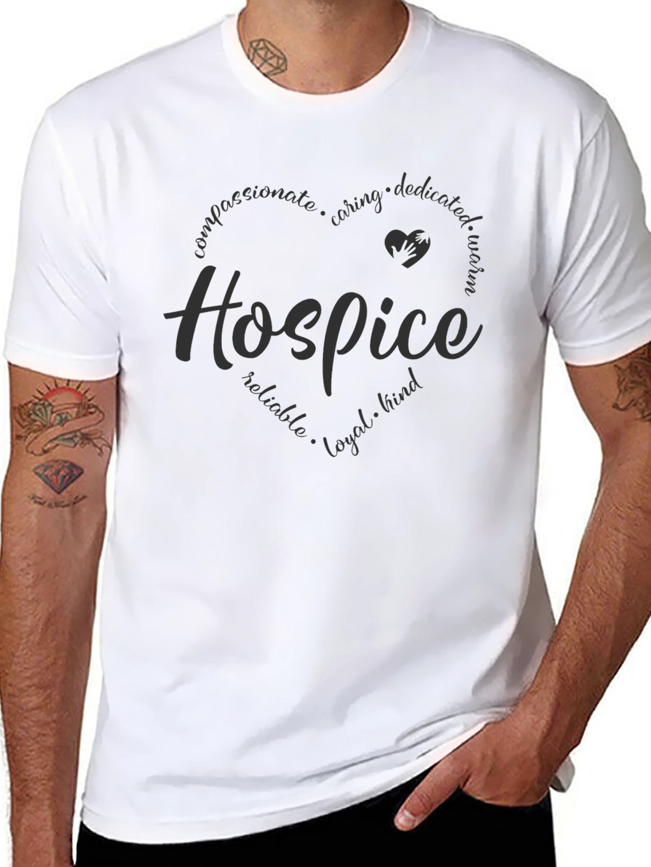 Hospice Heart Design Black T-Shirt