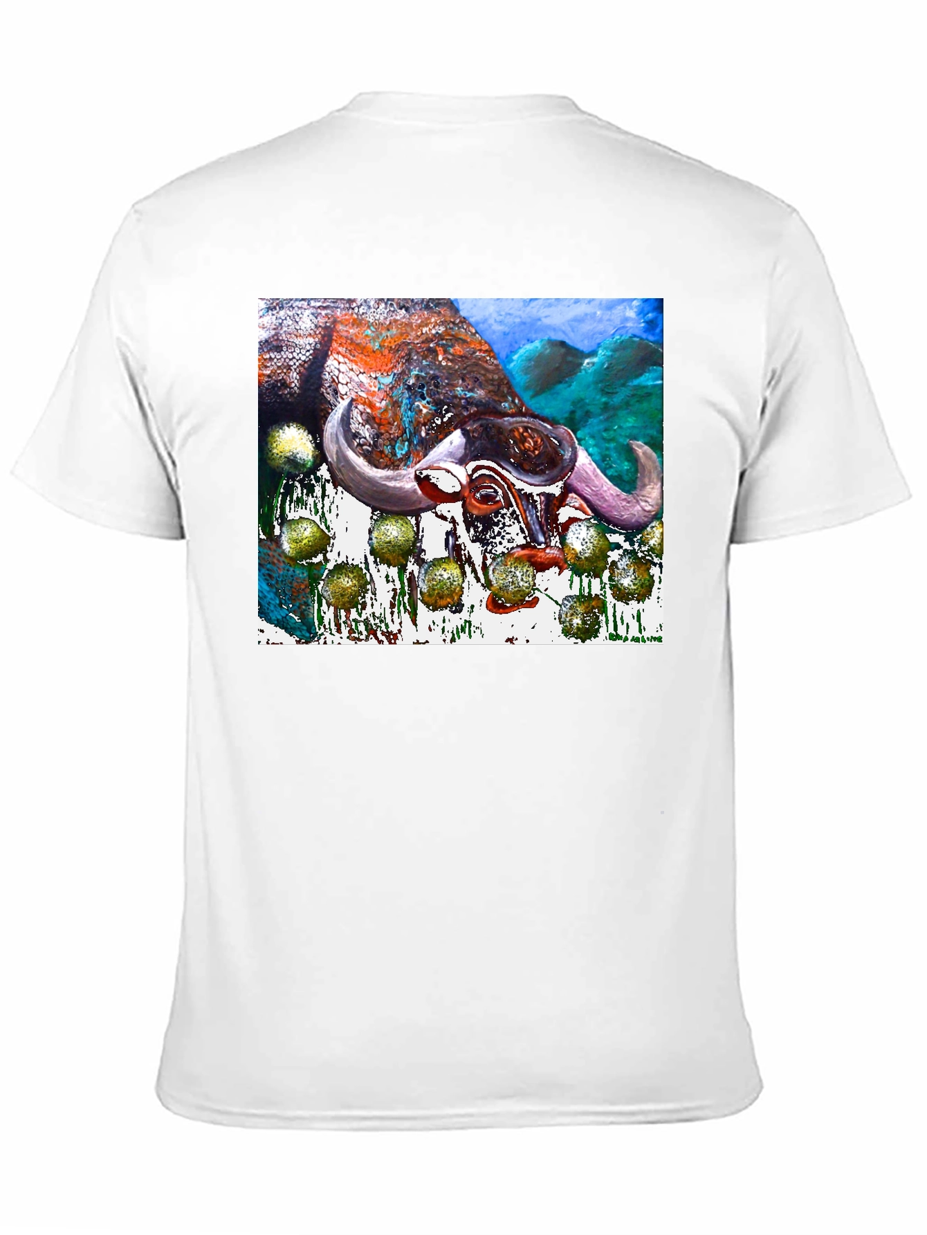 Bull Painting Graphic Print Black Tee
