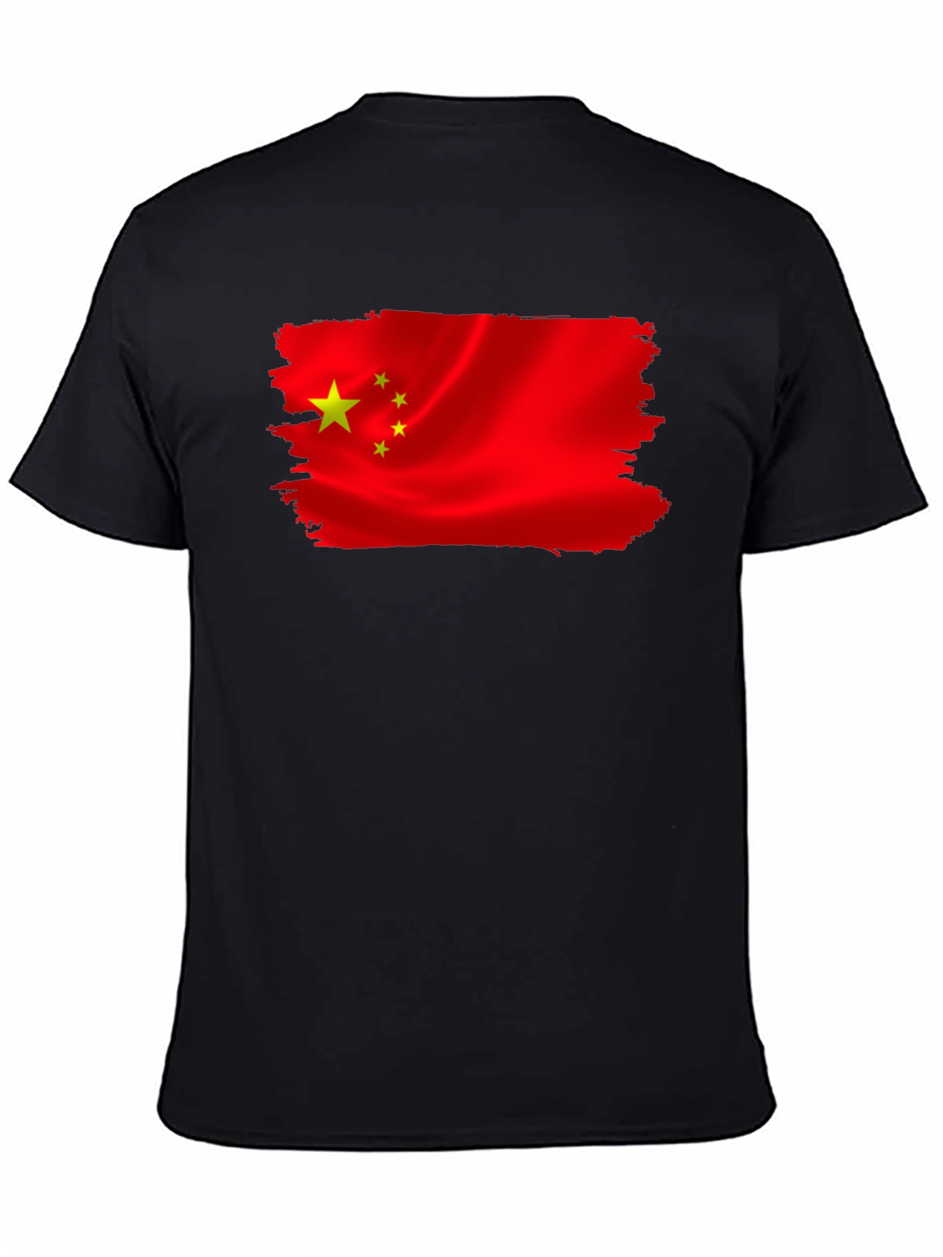 China Flag T-Shirt - Black Crew Neck Tee