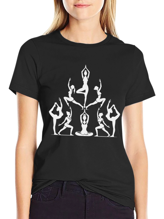 Yoga Pose Graphic Tee - Black Cotton Blend