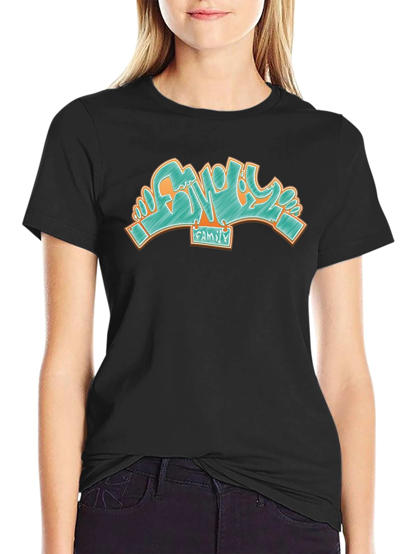 Family Graffiti T-Shirt - Stylish Black Tee