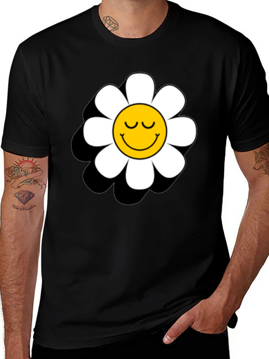 Daisy Flower Smiley Face Graphic T-Shirt