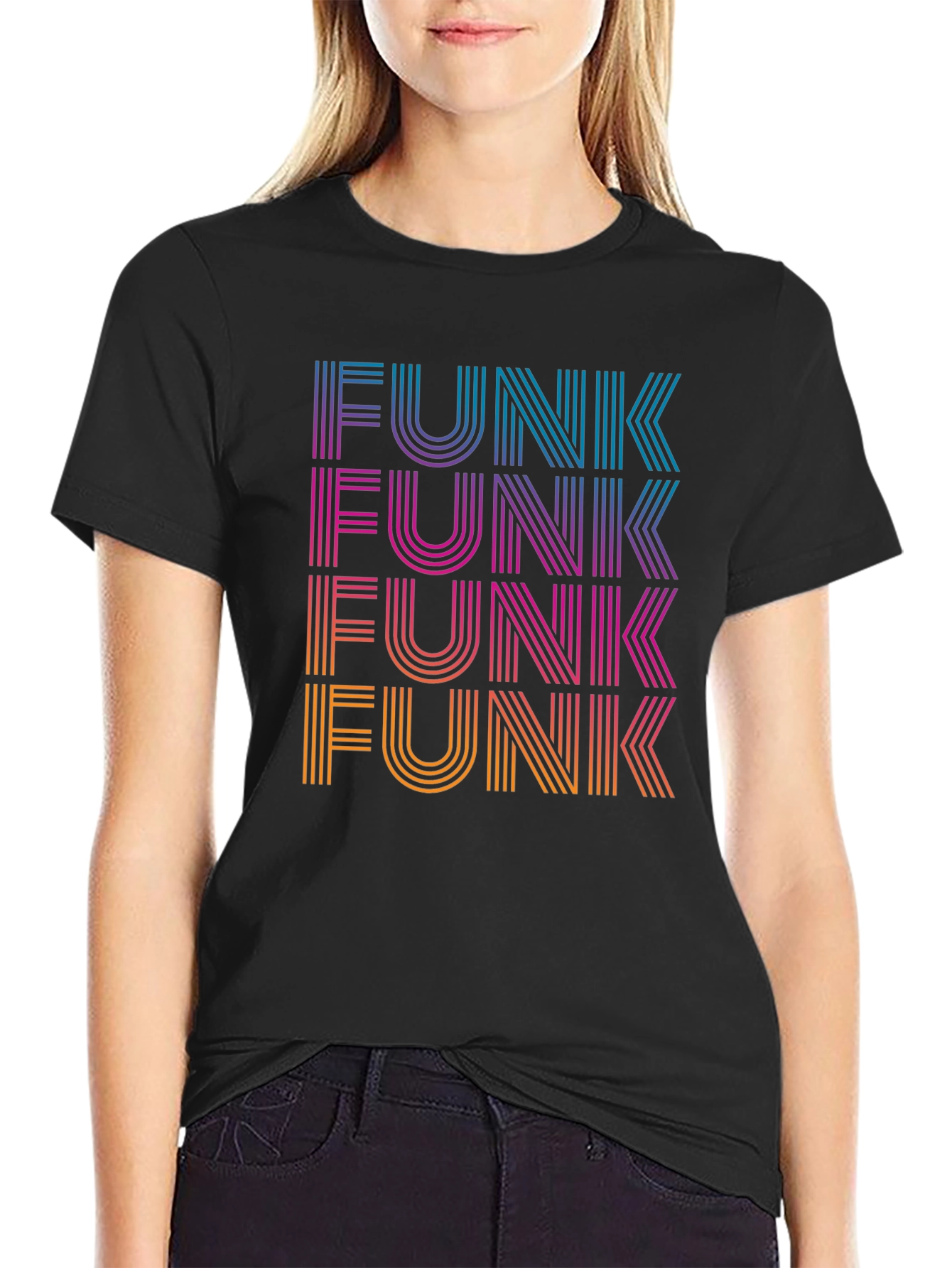 Retro Funk T-Shirt - Striped Text Design