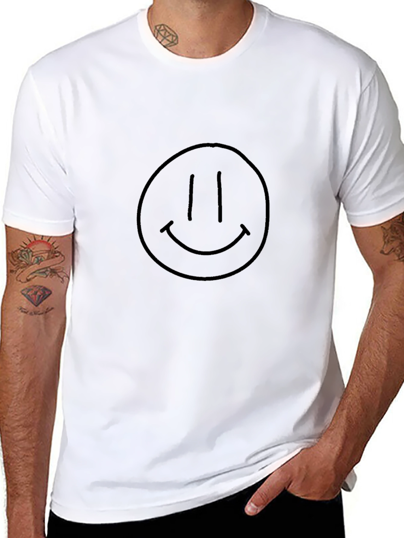 Smiley Face Graphic Tee - Classic Black