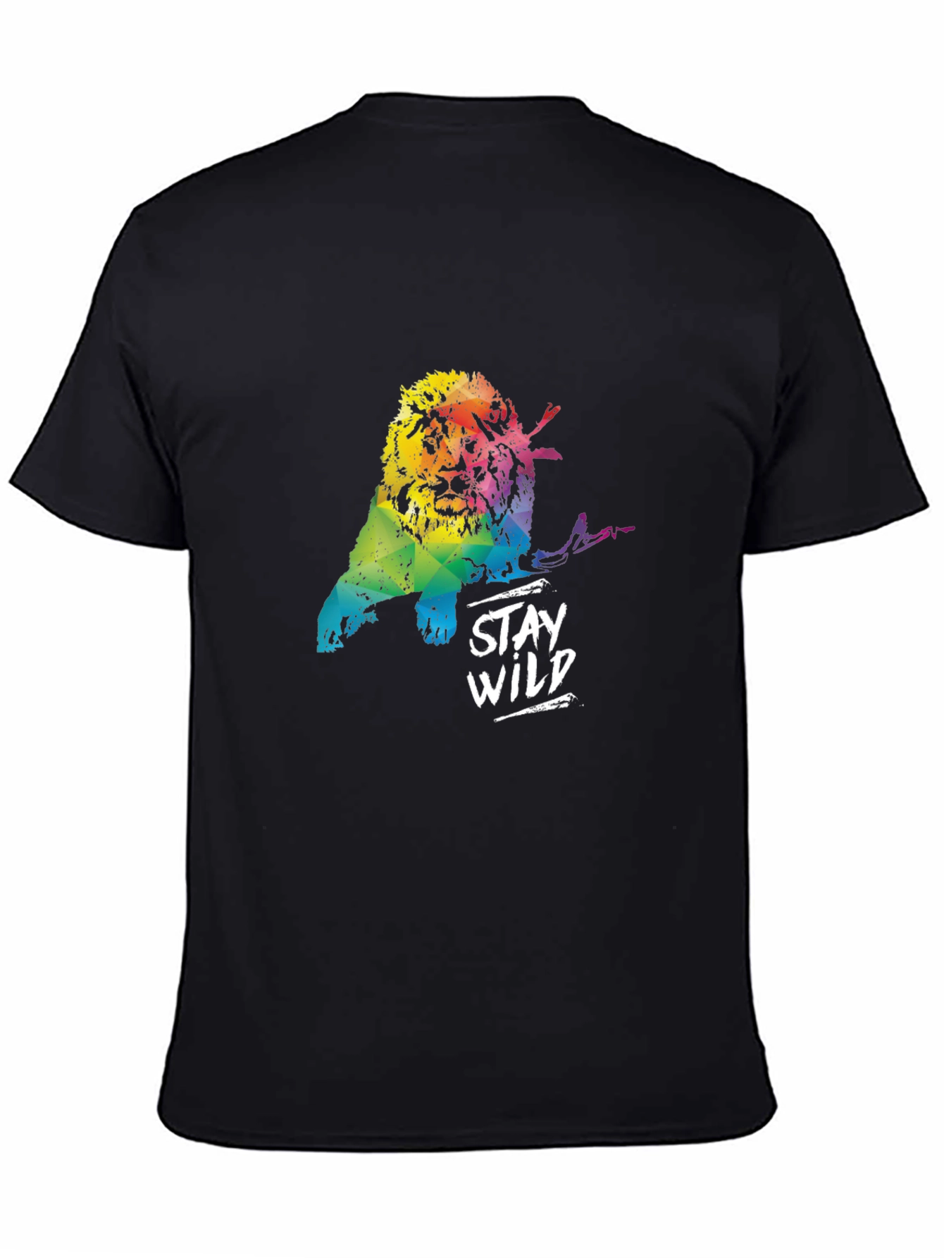 Stay Wild Rainbow Lion Black T-Shirt