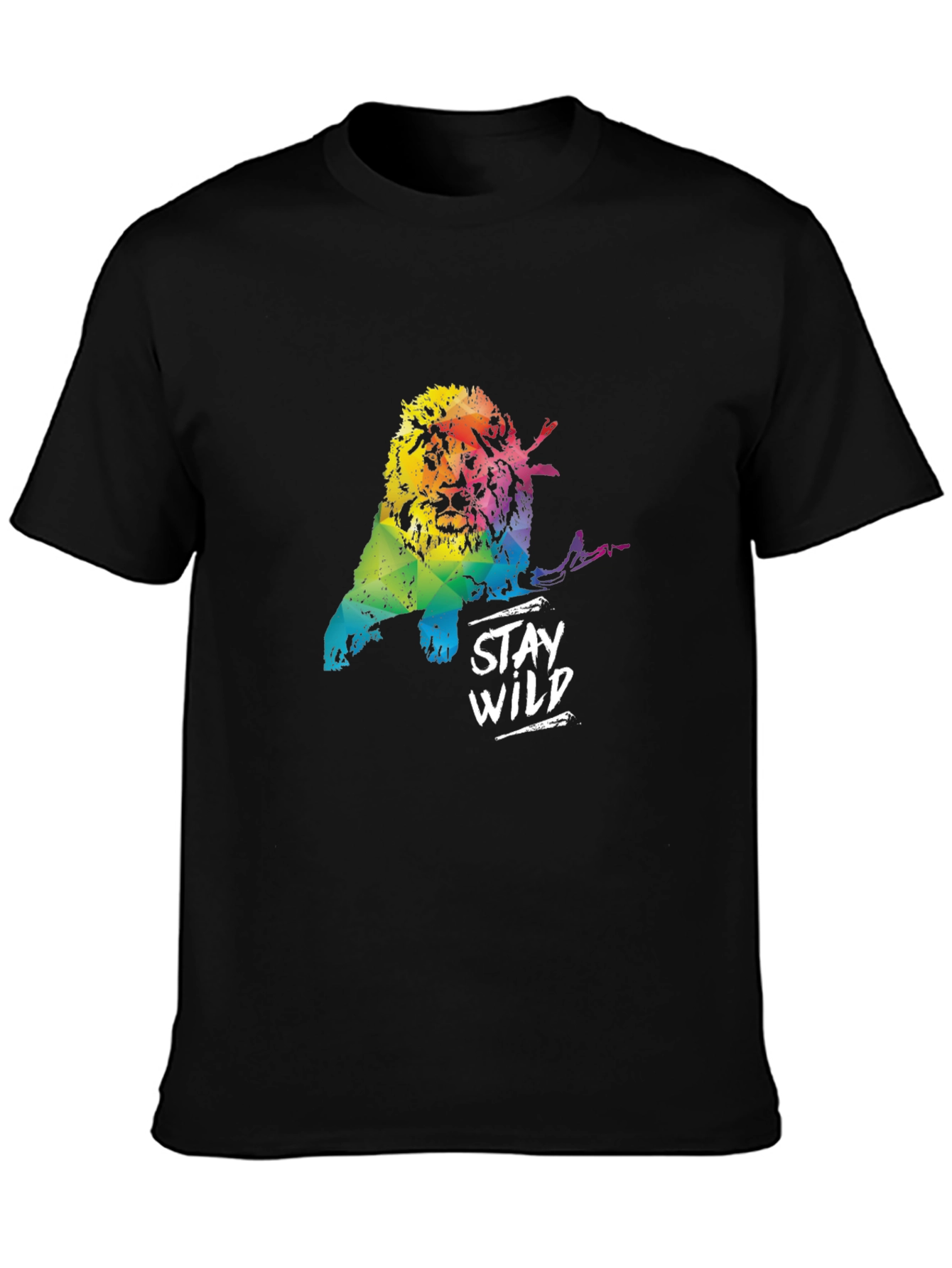 Stay Wild Rainbow Lion Black T-Shirt
