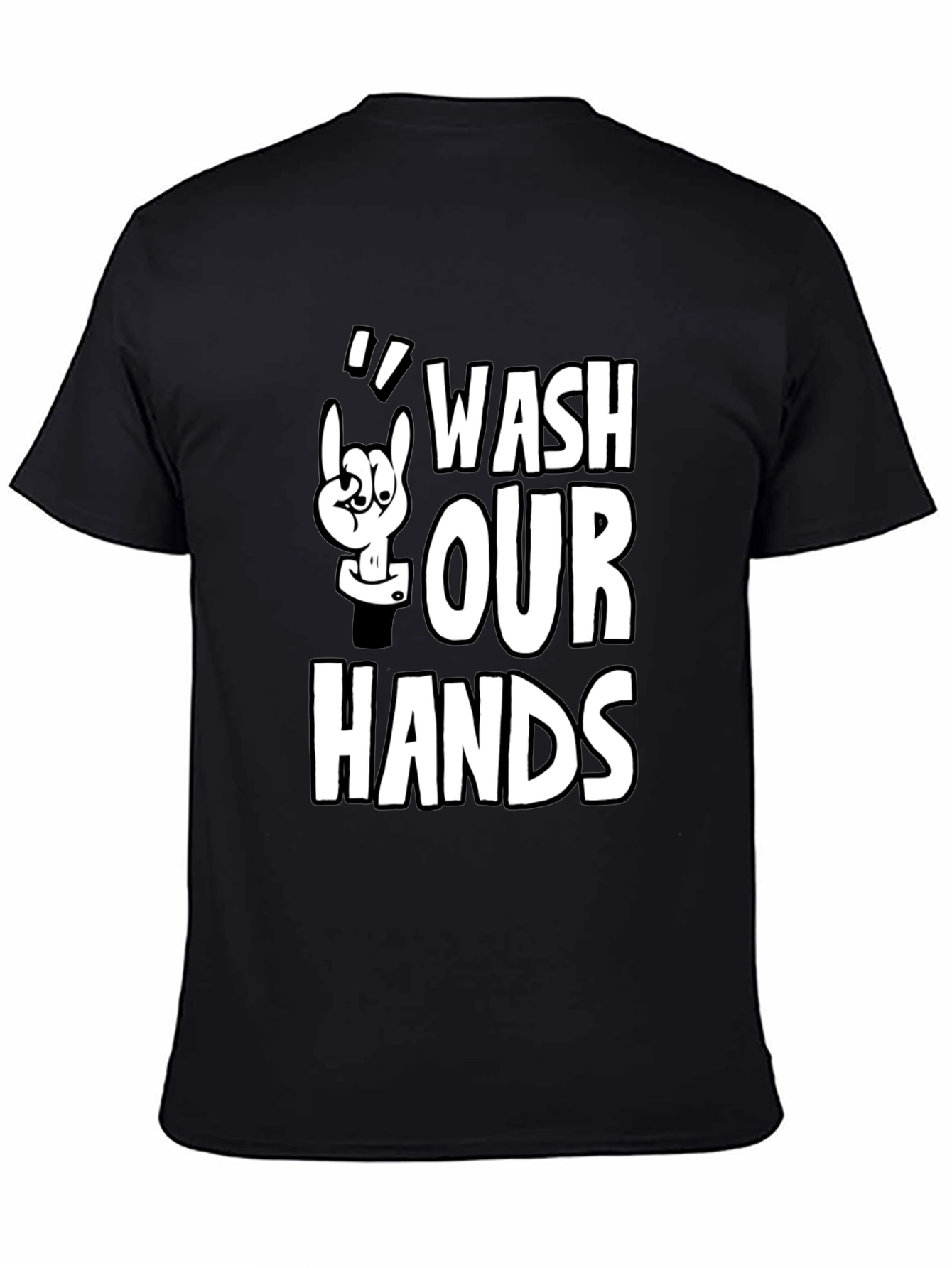 Wash Our Hands Graphic Tee - Black Cotton T-Shirt