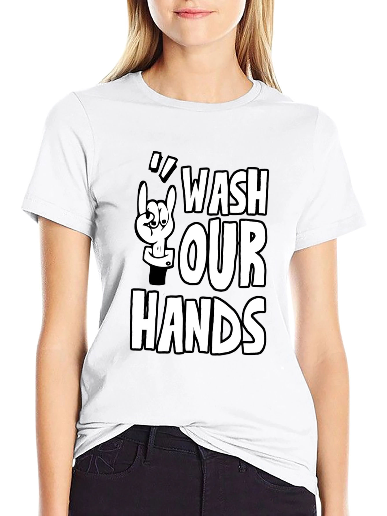 Wash Our Hands Graphic Tee - Black Cotton T-Shirt