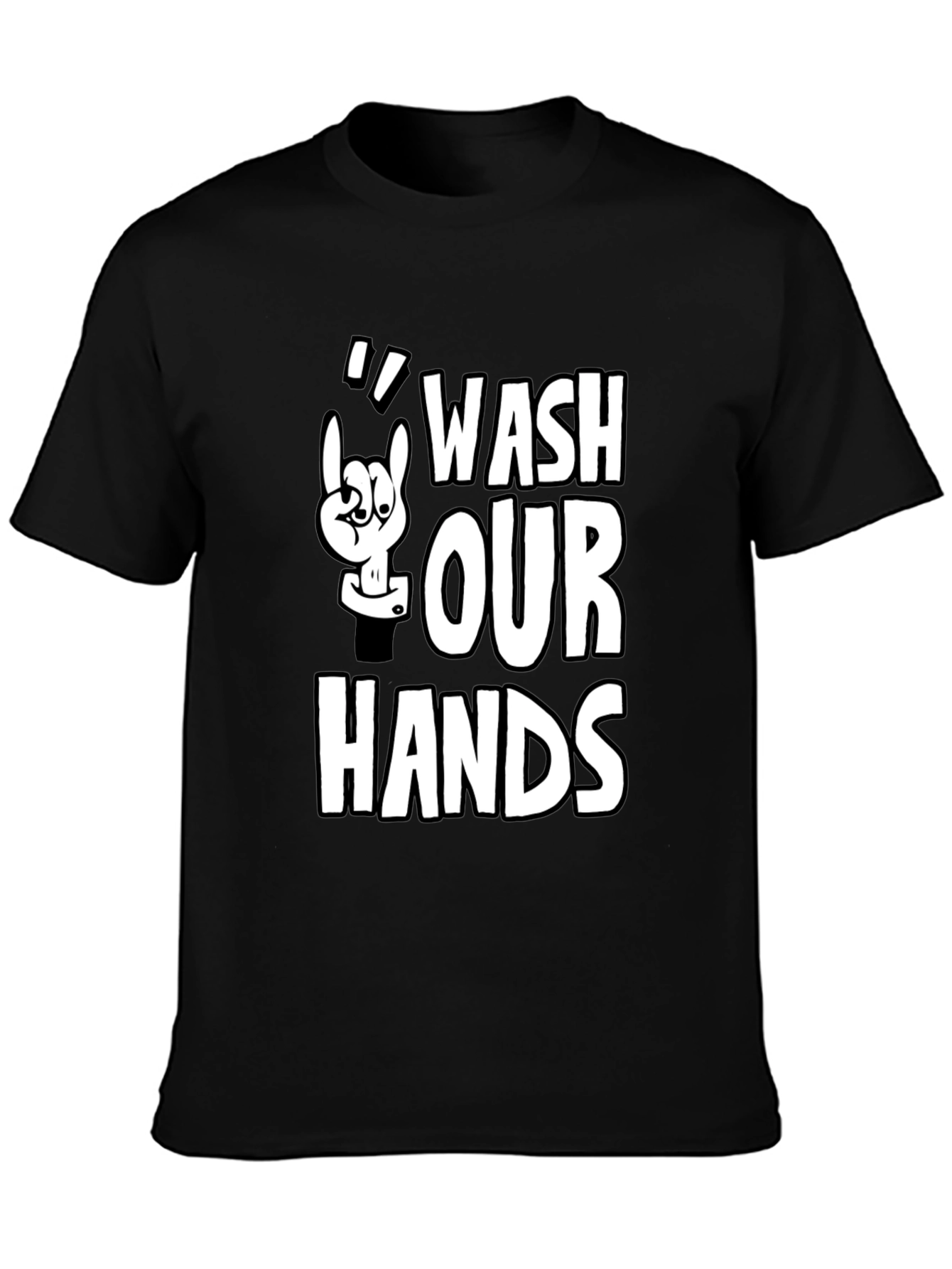 Wash Our Hands Graphic Tee - Black Cotton T-Shirt