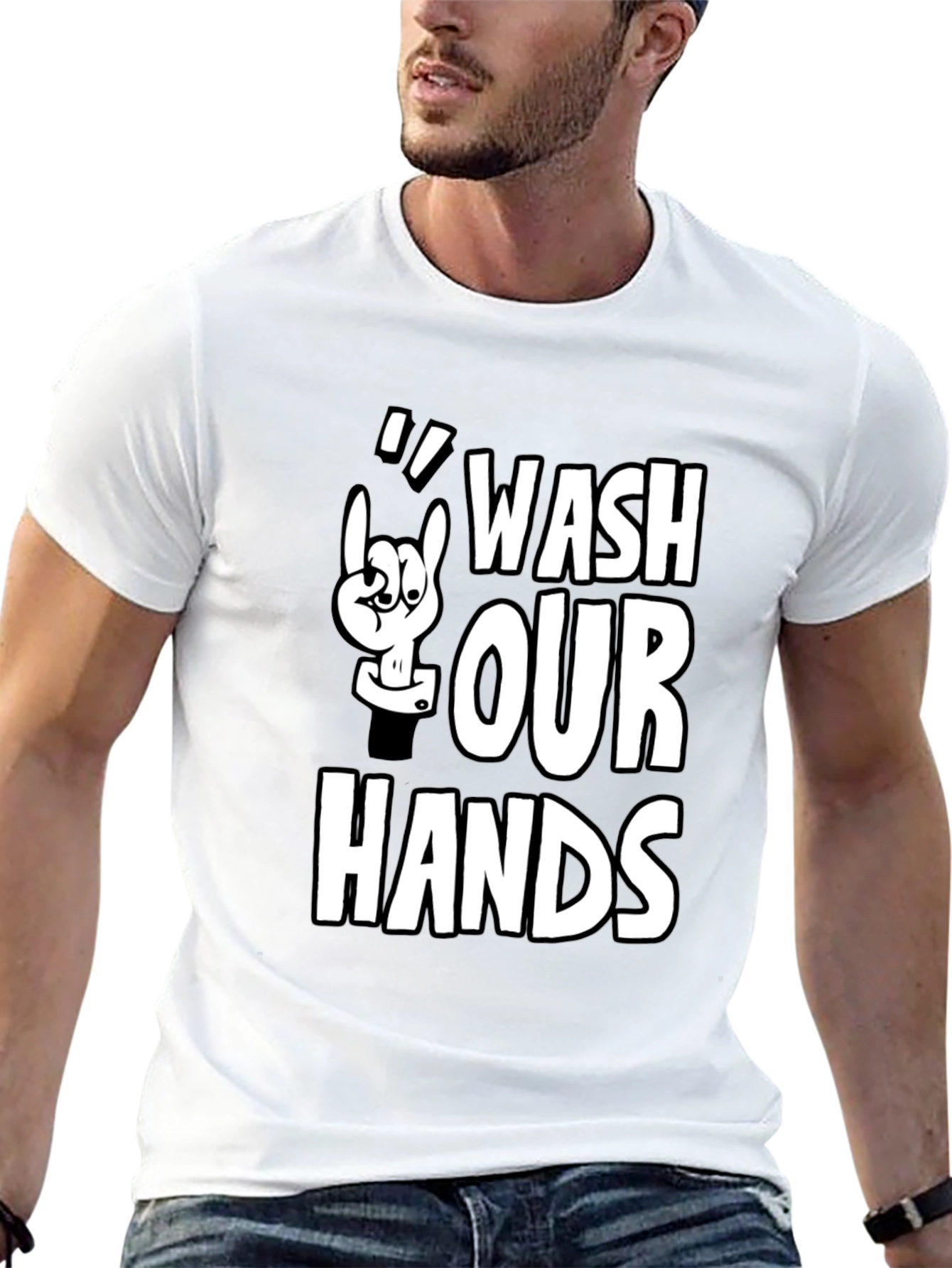 Wash Our Hands Graphic Tee - Black Cotton T-Shirt
