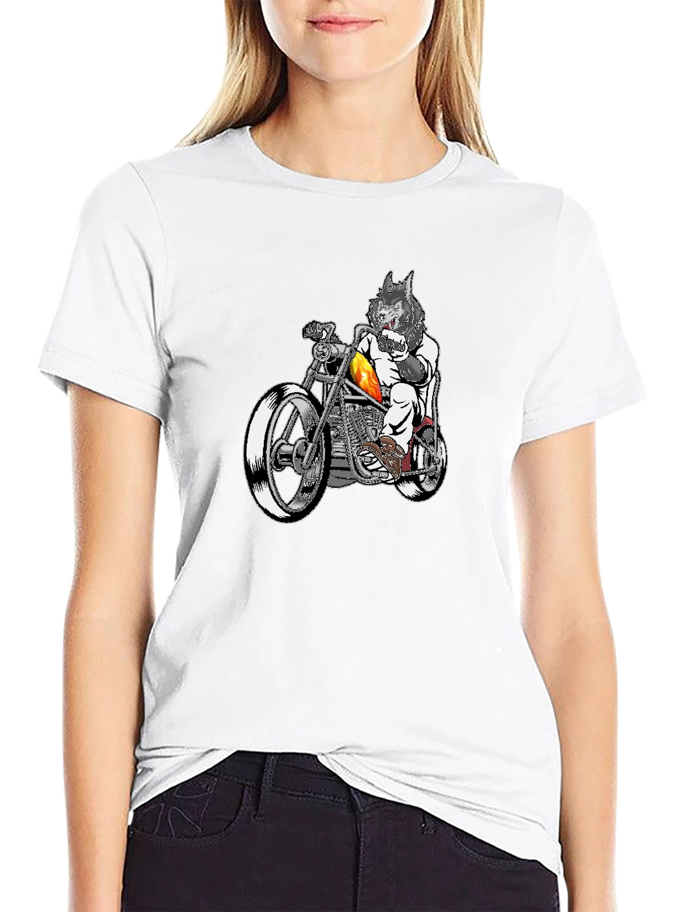 Wolf Rider Tee - Biker Wolf Graphic T-Shirt