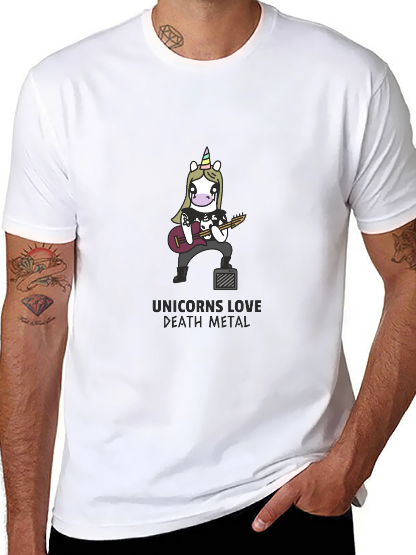 Unicorns Love Death Metal Black T-Shirt