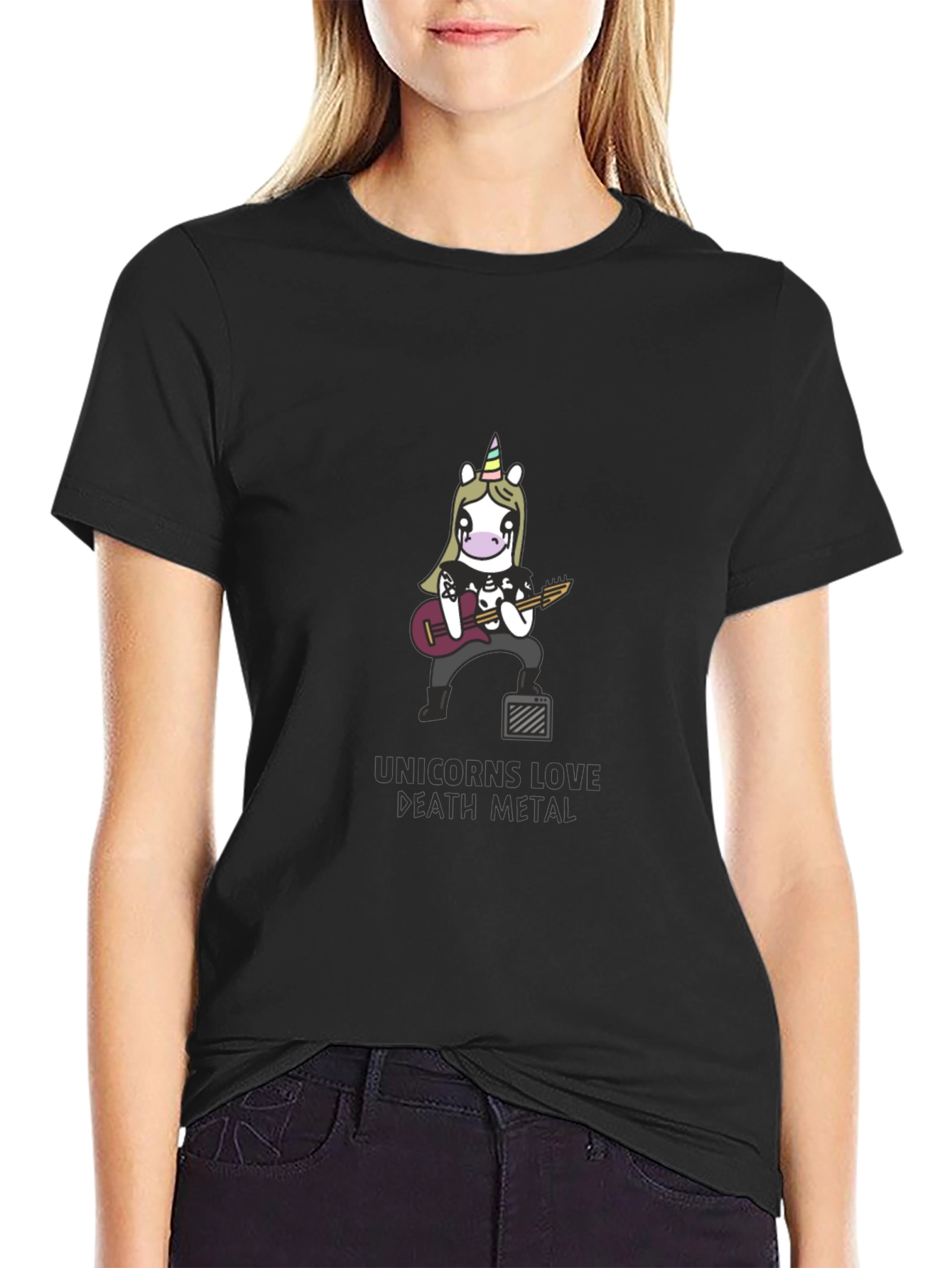 Unicorns Love Death Metal Black T-Shirt
