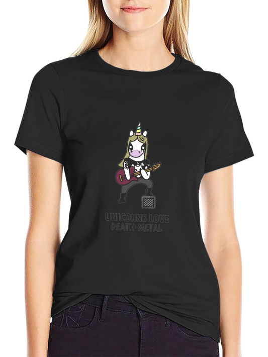 Unicorns Love Death Metal Black T-Shirt