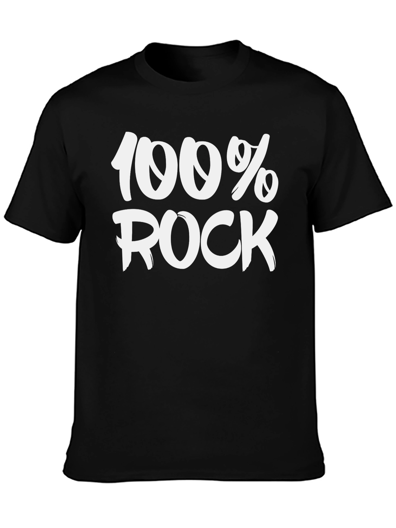 100% Rock Black Cotton T-Shirt