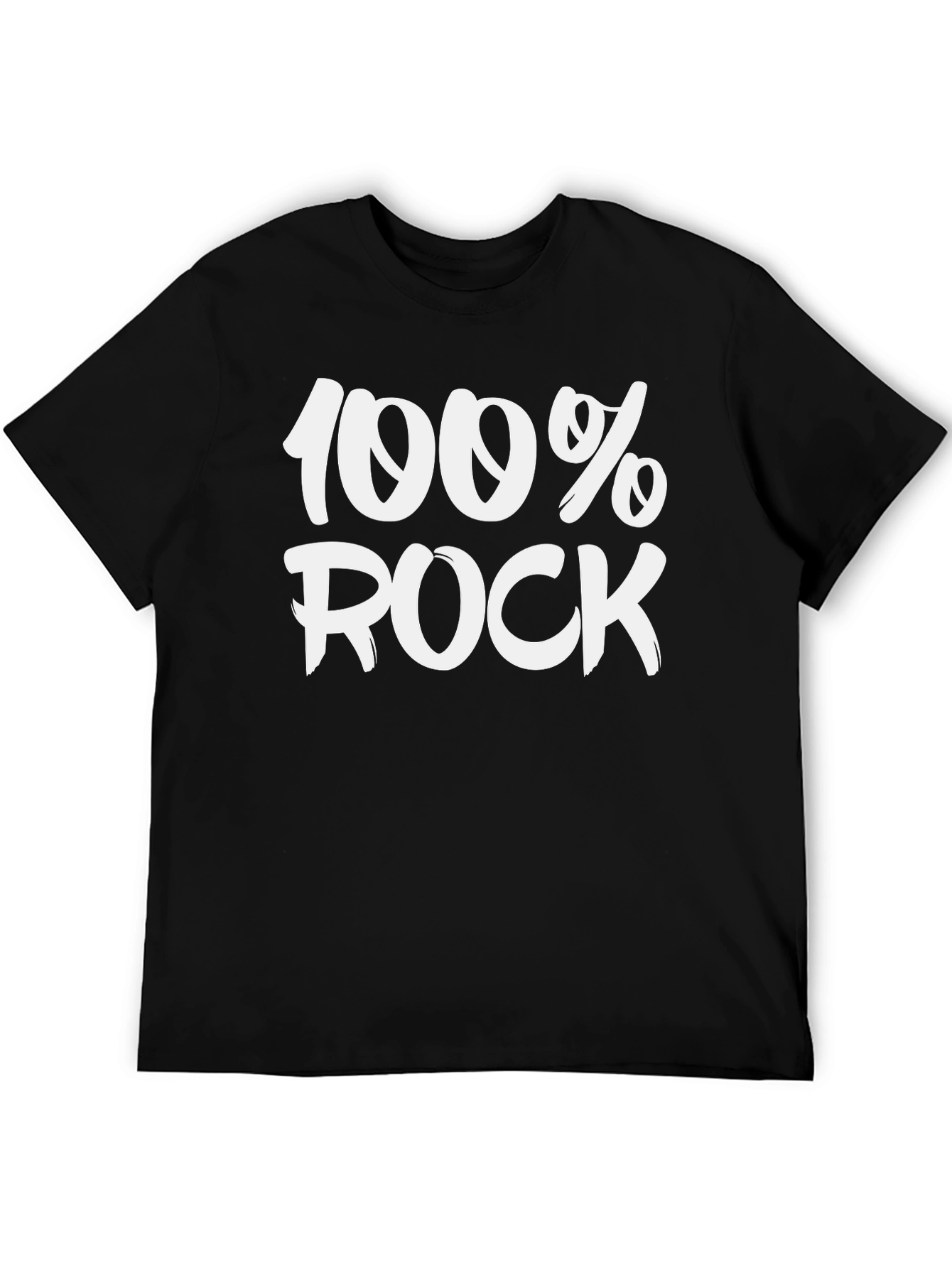 100% Rock Black Cotton T-Shirt