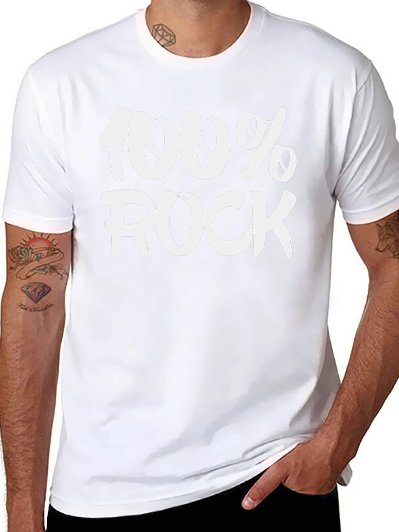 100% Rock Black Cotton T-Shirt