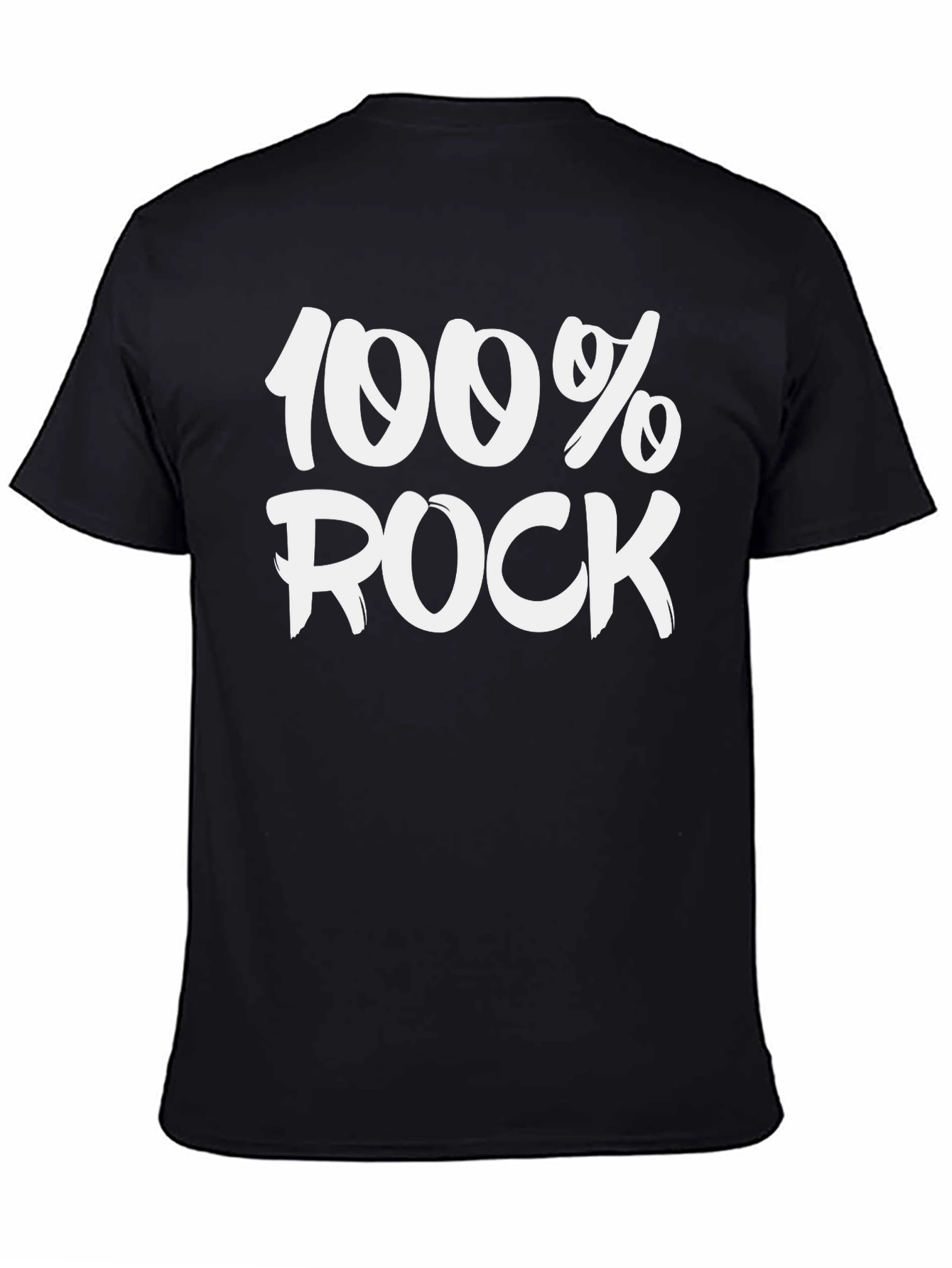100% Rock Black Cotton T-Shirt