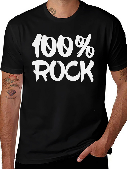 100% Rock Black Cotton T-Shirt