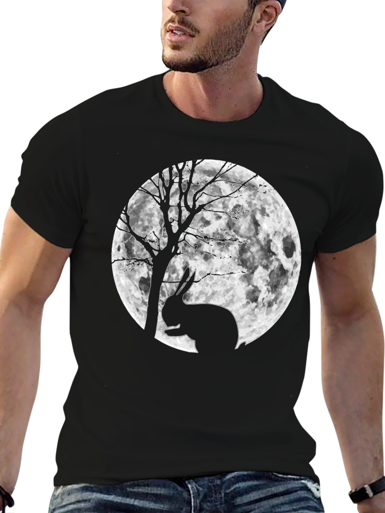 Rabbit Moon Silhouette Graphic T-Shirt
